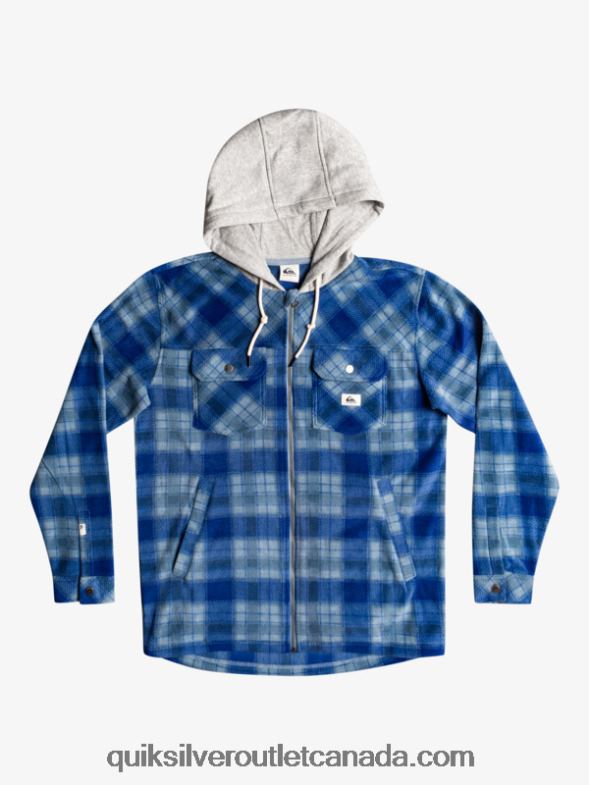 CA Quiksilver Men Super Swell Hooded Fleece Zip-Up Jacket sodalite blue super plaid TX4R21475