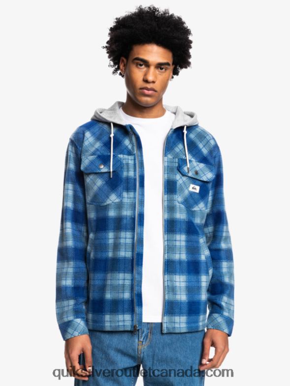 CA Quiksilver Men Super Swell Hooded Fleece Zip-Up Jacket sodalite blue super plaid TX4R21475