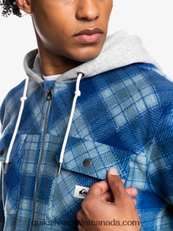 CA Quiksilver Men Super Swell Hooded Fleece Zip-Up Jacket sodalite blue super plaid TX4R21475