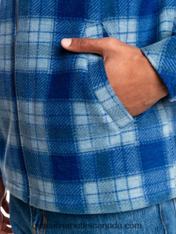 CA Quiksilver Men Super Swell Hooded Fleece Zip-Up Jacket sodalite blue super plaid TX4R21475