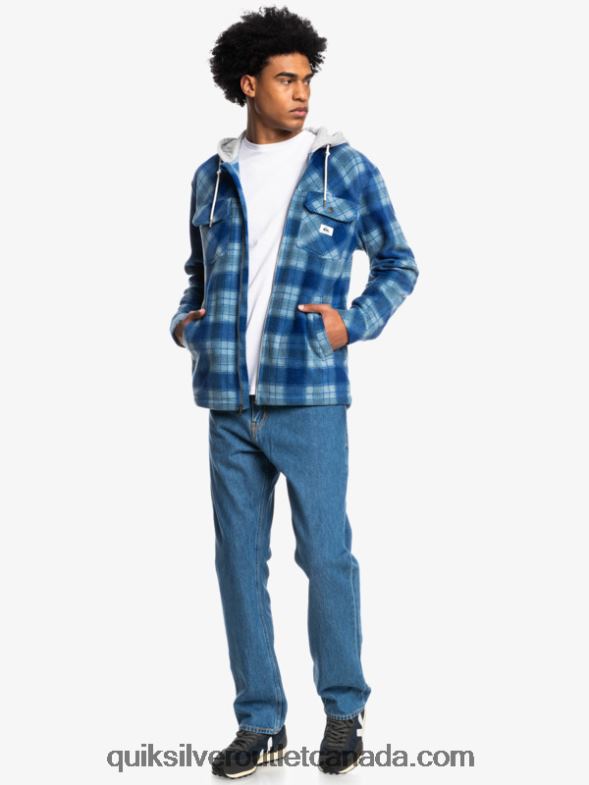 CA Quiksilver Men Super Swell Hooded Fleece Zip-Up Jacket sodalite blue super plaid TX4R21475