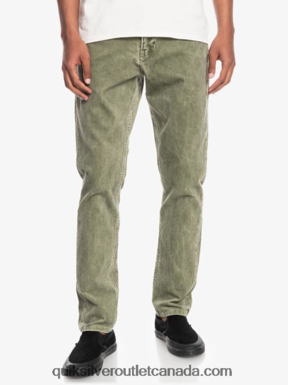 CA Quiksilver Men Kracker Straight Fit Corduroy Pants four leaf clover TX4R21607