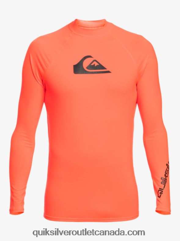 CA Quiksilver Men All Time Long Sleeve UPF 50 Rashguard fiery coral TX4R2821