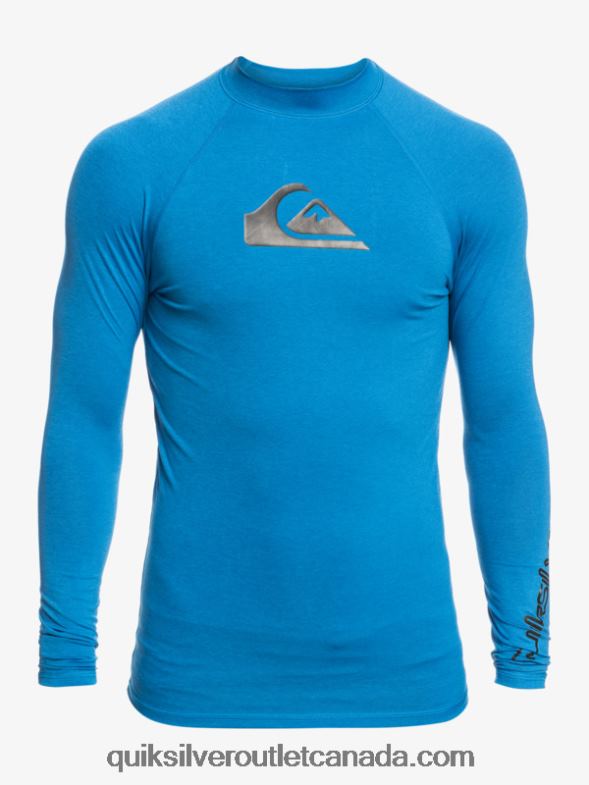 CA Quiksilver Men All Time Long Sleeve UPF 50 Rashguard snorkel blue heather TX4R2822