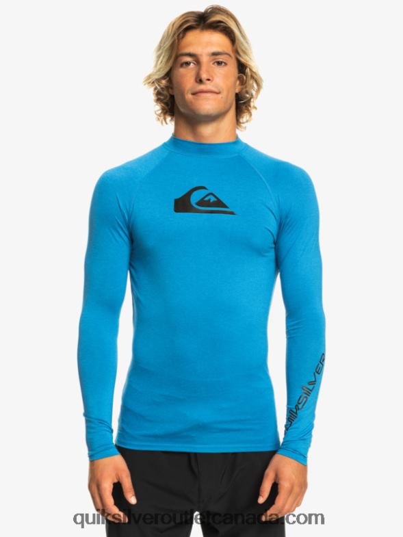 CA Quiksilver Men All Time Long Sleeve UPF 50 Rashguard snorkel blue heather TX4R2822