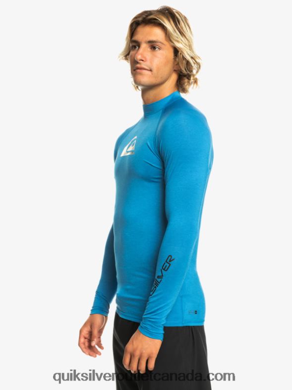 CA Quiksilver Men All Time Long Sleeve UPF 50 Rashguard snorkel blue heather TX4R2822