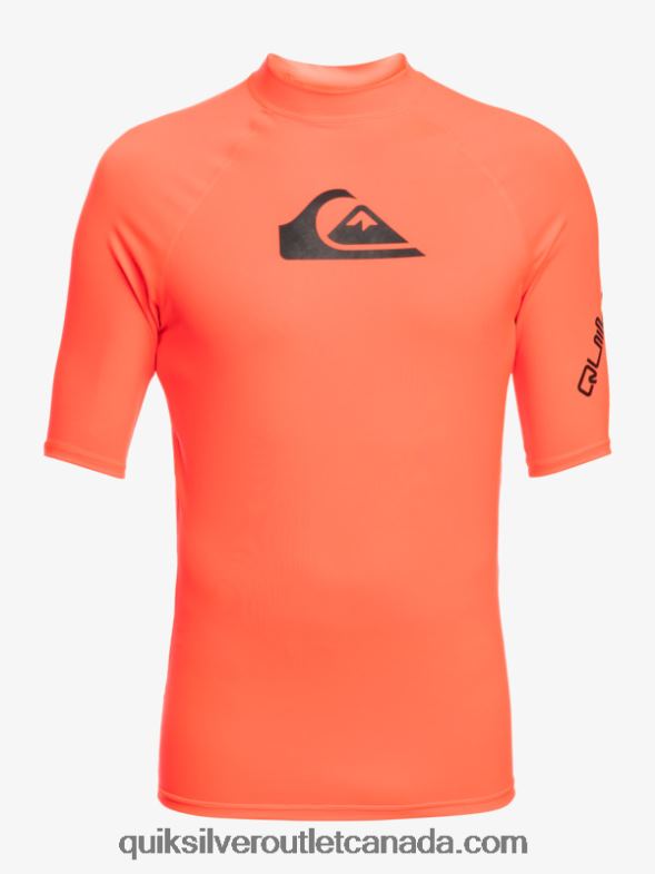 CA Quiksilver Men All Time Short Sleeve UPF 50 Rashguard fiery coral TX4R2813