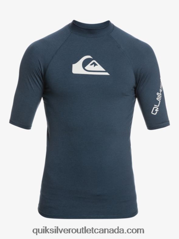 CA Quiksilver Men All Time Short Sleeve UPF 50 Rashguard navy blazer heather TX4R2812