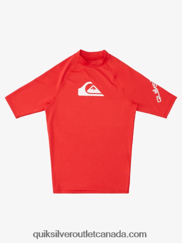 CA Quiksilver Men All Time Short Sleeve UPF 50 Rashguard quik red TX4R21266