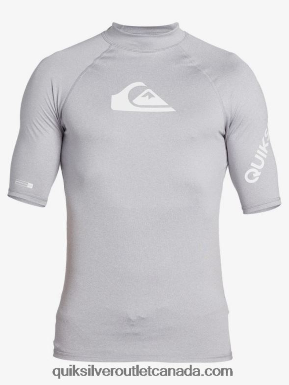 CA Quiksilver Men All Time Short Sleeve UPF 50 Rashguard sleet heather TX4R21260