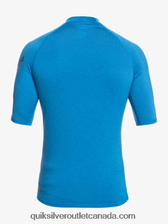 CA Quiksilver Men All Time Short Sleeve UPF 50 Rashguard snorkel blue heather TX4R2814