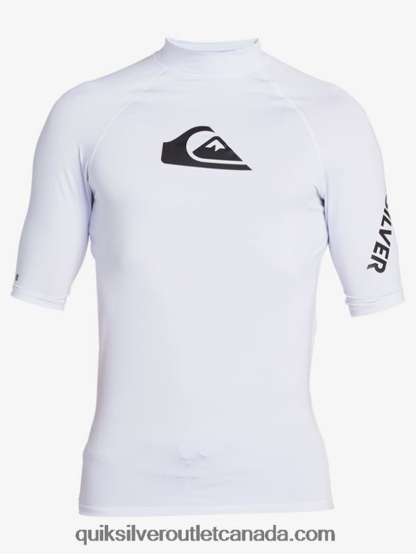 CA Quiksilver Men All Time Short Sleeve UPF 50 Rashguard white TX4R21262