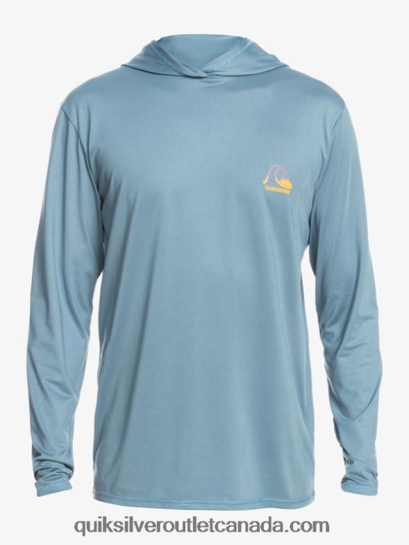 CA Quiksilver Men Dredge Hooded Long Sleeve UPF 50 Surf Tee provincial blue heather TX4R21834