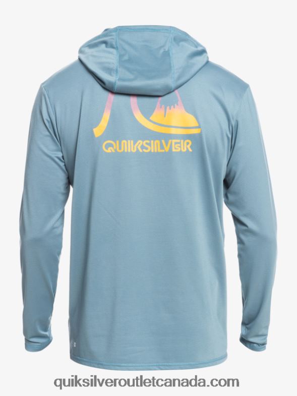 CA Quiksilver Men Dredge Hooded Long Sleeve UPF 50 Surf Tee provincial blue heather TX4R21834