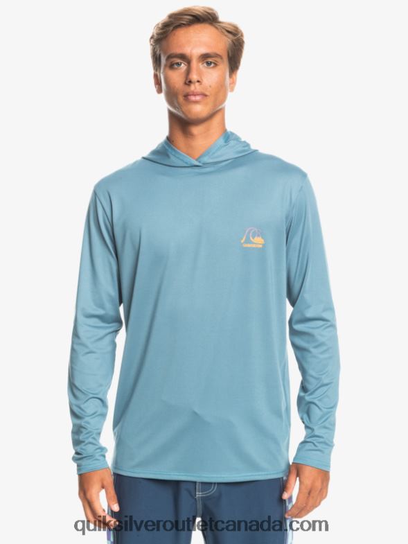 CA Quiksilver Men Dredge Hooded Long Sleeve UPF 50 Surf Tee provincial blue heather TX4R21834