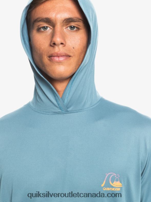 CA Quiksilver Men Dredge Hooded Long Sleeve UPF 50 Surf Tee provincial blue heather TX4R21834