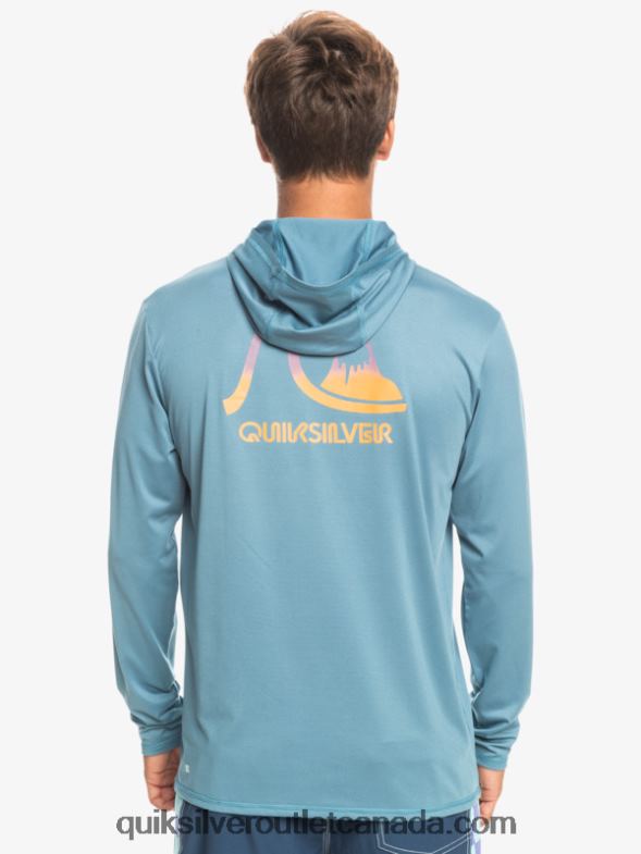 CA Quiksilver Men Dredge Hooded Long Sleeve UPF 50 Surf Tee provincial blue heather TX4R21834