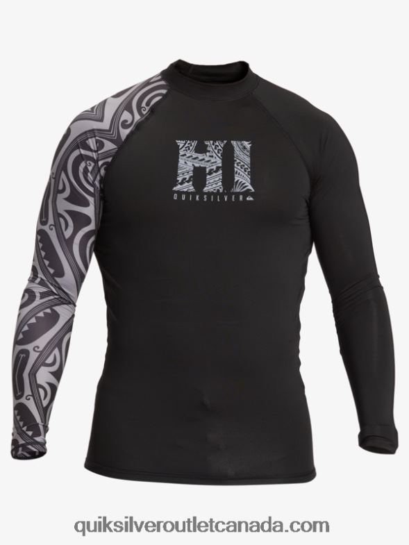 CA Quiksilver Men Hawaii Big Island UPF 50 Long Sleeve Surf Tee black TX4R2923