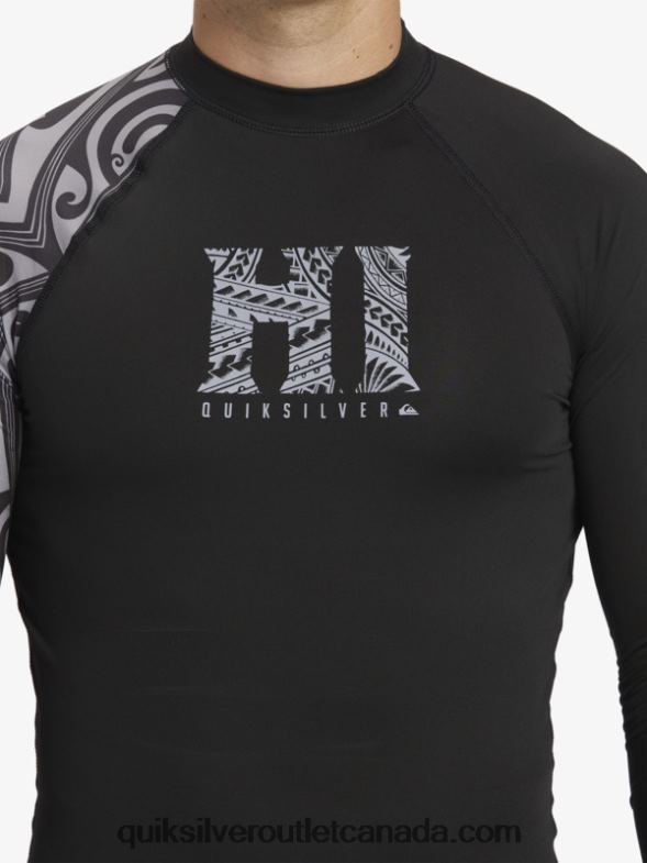 CA Quiksilver Men Hawaii Big Island UPF 50 Long Sleeve Surf Tee black TX4R2923
