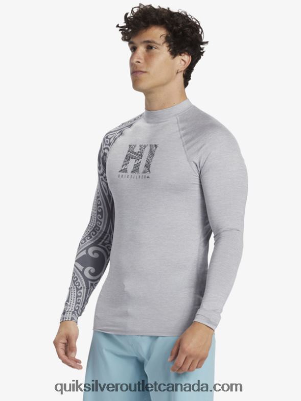 CA Quiksilver Men Hawaii Big Island UPF 50 Long Sleeve Surf Tee sleet heather TX4R2922