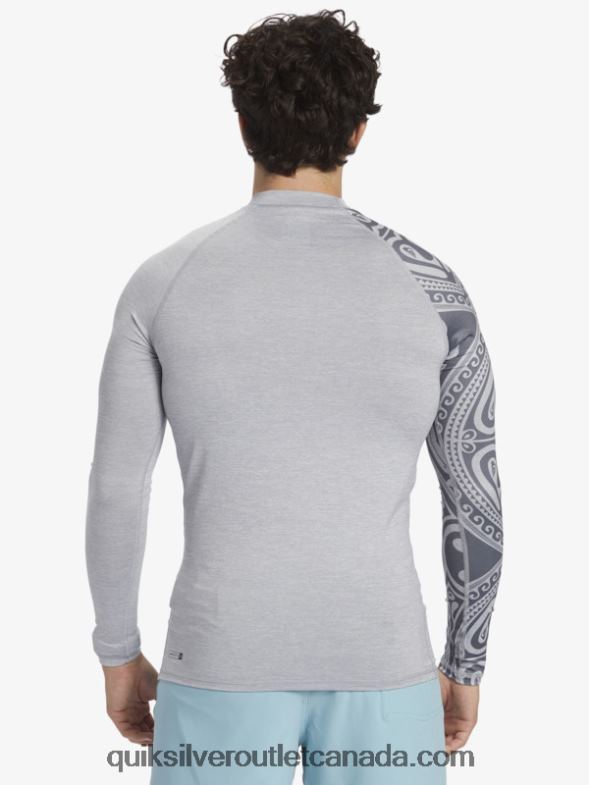 CA Quiksilver Men Hawaii Big Island UPF 50 Long Sleeve Surf Tee sleet heather TX4R2922