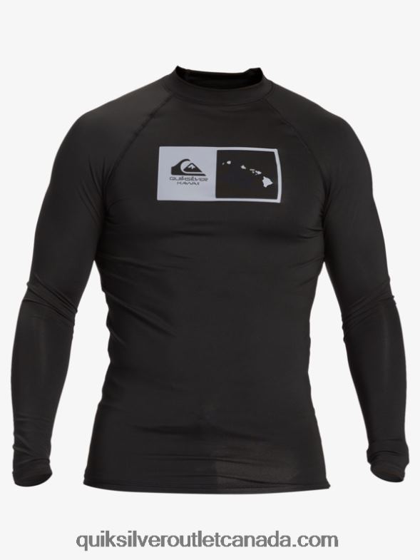 CA Quiksilver Men Hawaii Double Down UPF 50 Long Sleeve Surf Tee black TX4R21105
