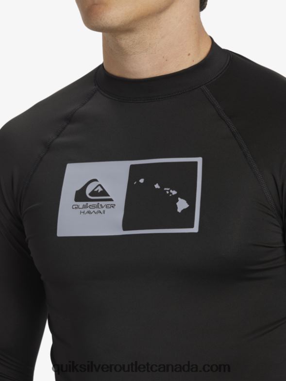 CA Quiksilver Men Hawaii Double Down UPF 50 Long Sleeve Surf Tee black TX4R21105