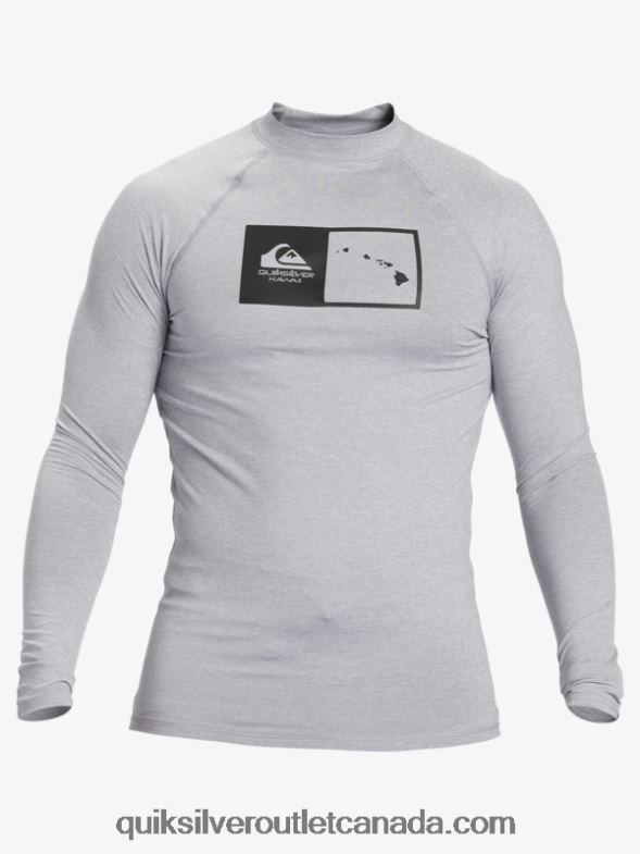 CA Quiksilver Men Hawaii Double Down UPF 50 Long Sleeve Surf Tee sleet heather TX4R21106