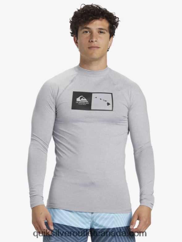 CA Quiksilver Men Hawaii Double Down UPF 50 Long Sleeve Surf Tee sleet heather TX4R21106