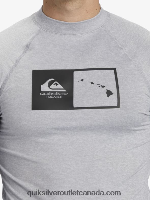 CA Quiksilver Men Hawaii Double Down UPF 50 Long Sleeve Surf Tee sleet heather TX4R21106