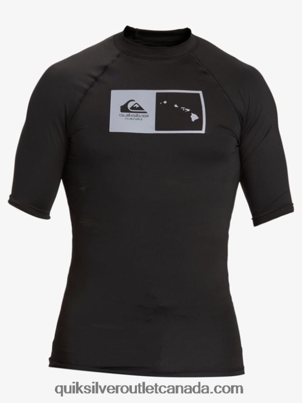 CA Quiksilver Men Hawaii Double Down UPF 50 Short Sleeve Surf Tee black TX4R21170