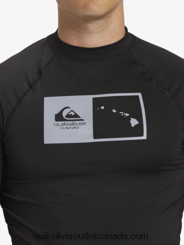CA Quiksilver Men Hawaii Double Down UPF 50 Short Sleeve Surf Tee black TX4R21170