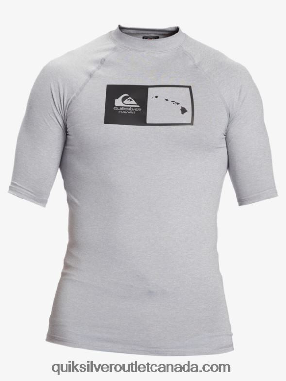 CA Quiksilver Men Hawaii Double Down UPF 50 Short Sleeve Surf Tee sleet heather TX4R21169
