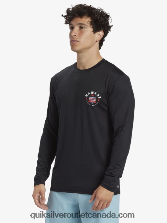 CA Quiksilver Men Hawaii Royalty UPF 50 Long Sleeve Surf Tee black TX4R2924