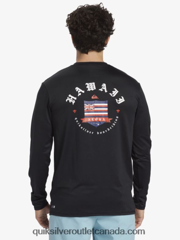 CA Quiksilver Men Hawaii Royalty UPF 50 Long Sleeve Surf Tee black TX4R2924