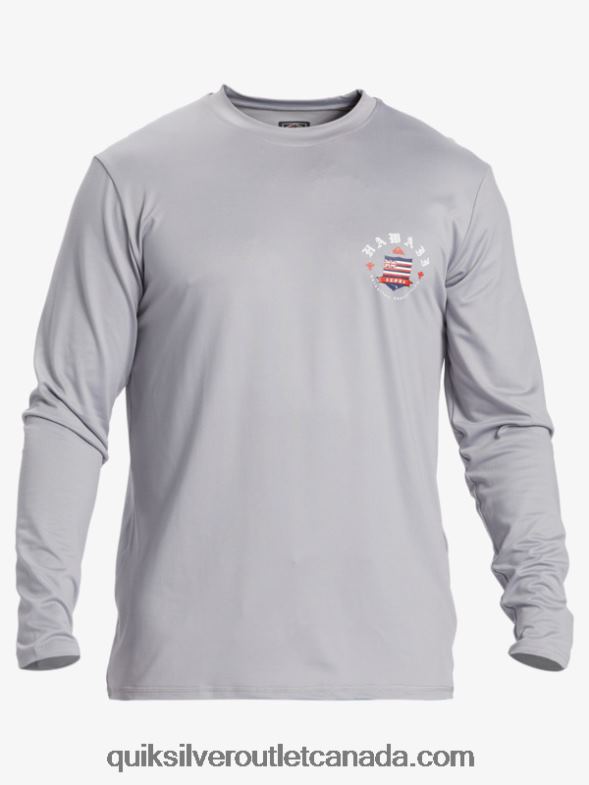 CA Quiksilver Men Hawaii Royalty UPF 50 Long Sleeve Surf Tee sleet TX4R2925
