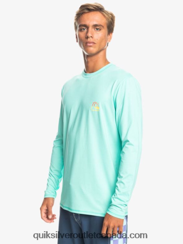 CA Quiksilver Men Heritage Heather Long Sleeve UPF 50 Surf Tee pool green heather TX4R21471