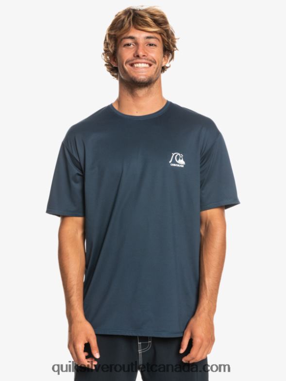 CA Quiksilver Men Heritage Heather Short Sleeve UPF 50 Surf T-Shirt midnight navy heather TX4R21129