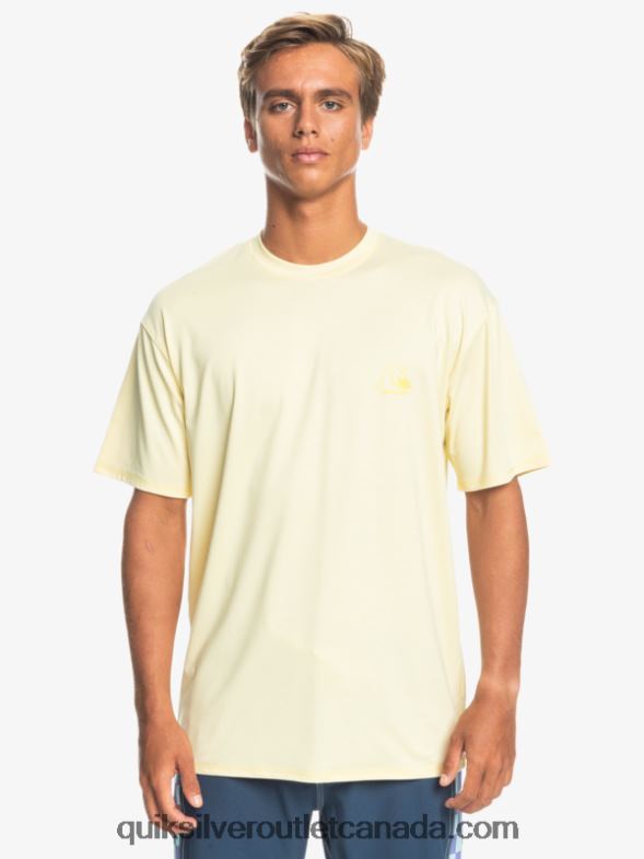 CA Quiksilver Men Heritage Heather Short Sleeve UPF 50 Surf T-Shirt pale banana heather TX4R21131