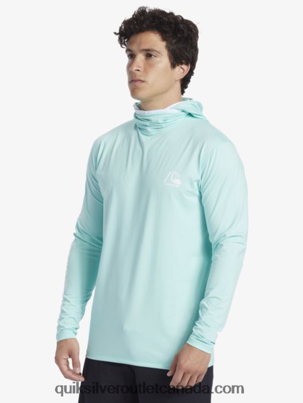 CA Quiksilver Men Heritage UPF 50 Long Sleeve Surf Tee sky blue heather TX4R2419