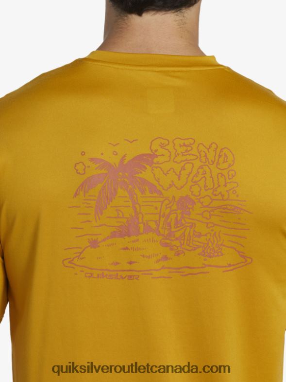 CA Quiksilver Men Mix Session UPF 50 Short Sleeve Surf Tee wheat TX4R2317