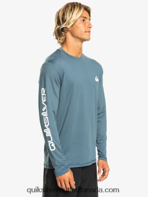 CA Quiksilver Men Omni Session Long Sleeve Upf 50 Surf T-Shirt bering sea TX4R2402