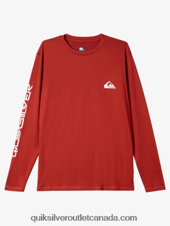 CA Quiksilver Men Omni Session Long Sleeve Upf 50 Surf T-Shirt red ochre TX4R2403