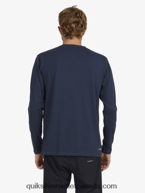 CA Quiksilver Men Solid Streak Long Sleeve UPF 50 Surf T-Shirt navy blazer TX4R21582