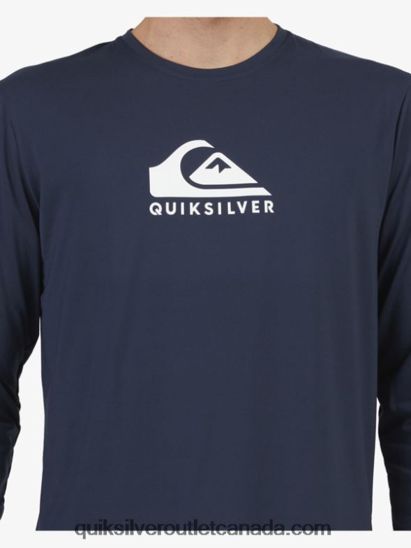 CA Quiksilver Men Solid Streak Long Sleeve UPF 50 Surf T-Shirt navy blazer TX4R21582
