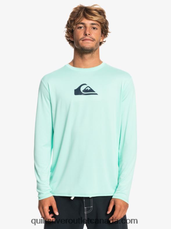 CA Quiksilver Men Solid Streak Long Sleeve UPF 50 Surf Tee beach glass TX4R2845