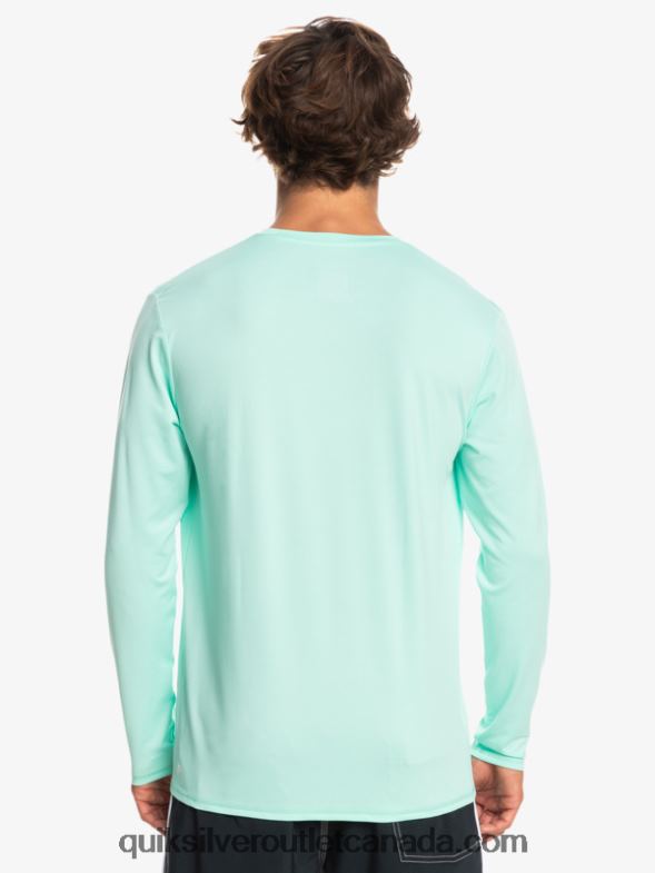 CA Quiksilver Men Solid Streak Long Sleeve UPF 50 Surf Tee beach glass TX4R2845