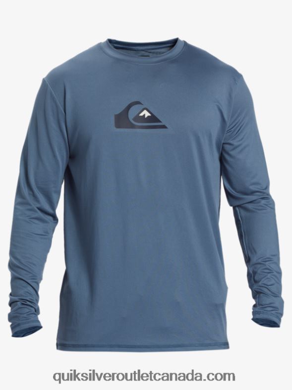 CA Quiksilver Men Solid Streak Long Sleeve UPF 50 Surf Tee bering sea TX4R2844
