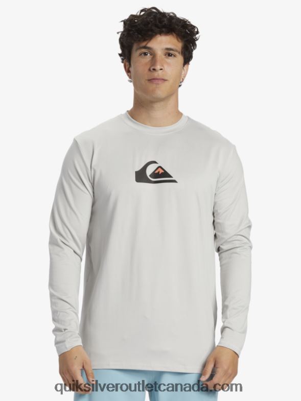CA Quiksilver Men Solid Streak Long Sleeve UPF 50 Surf Tee gray violet TX4R2840