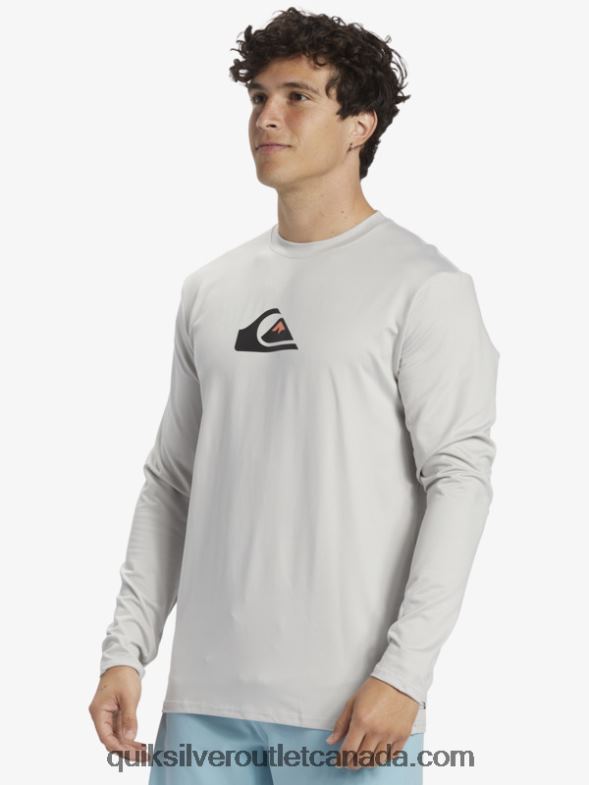 CA Quiksilver Men Solid Streak Long Sleeve UPF 50 Surf Tee gray violet TX4R2840